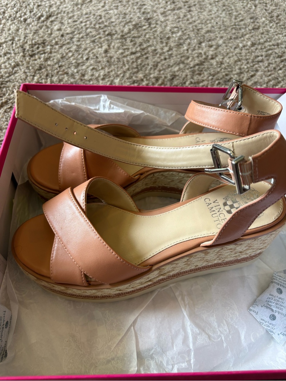 Vince Camuto Tan Leather Platform Espadrille Sandals - Picture 3 of 4